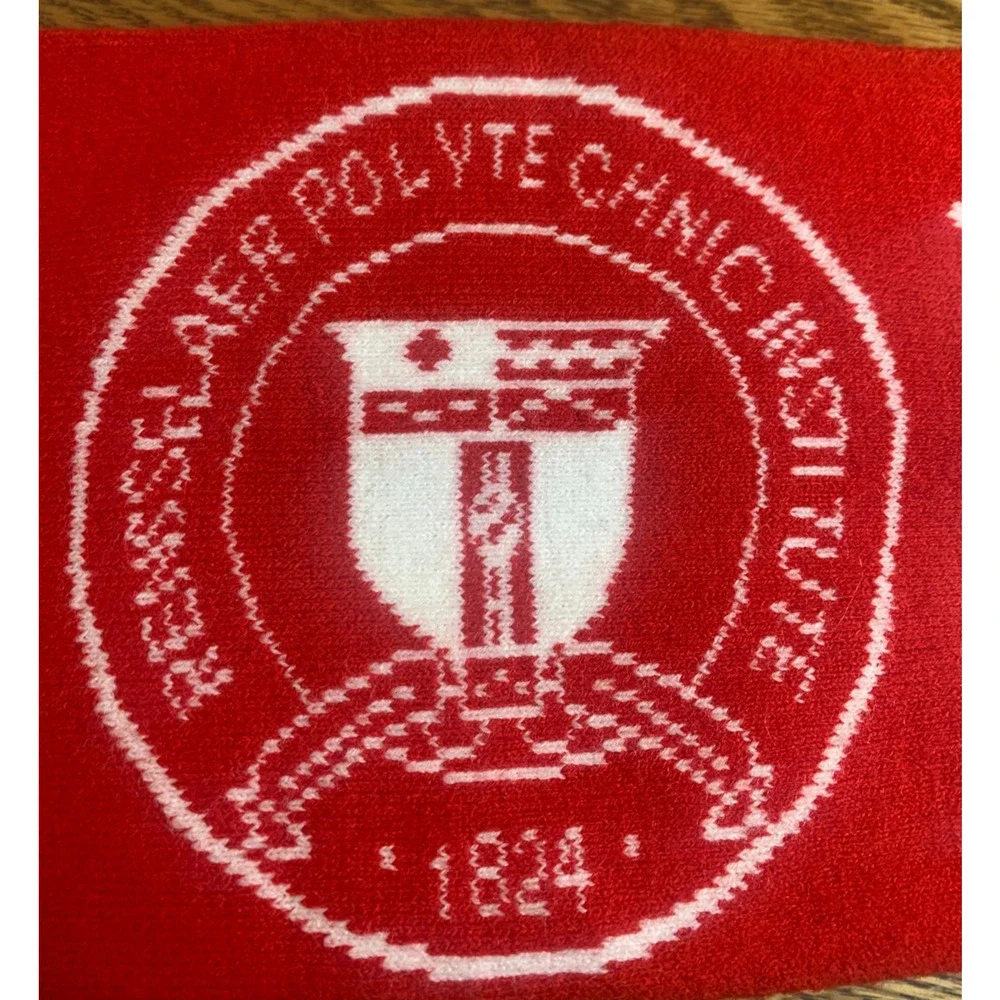Rensselaer Red & White Fringed Scarf Polytechnical Institute